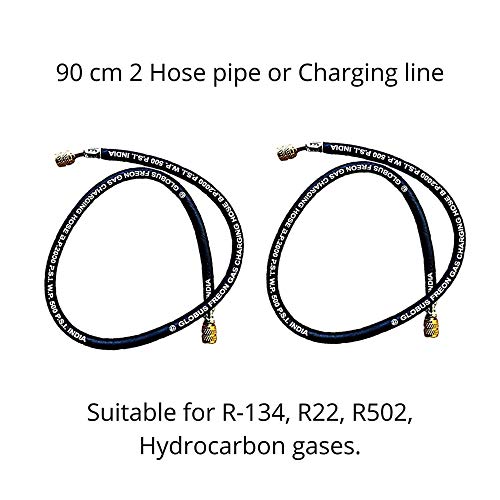 Image of R-134 Gas Can Combo Set for Refrigerator Car Comes with (1 Gas CANS) 1 Valve | 2 Hose Pipes | 1 Single Gauge Manifold