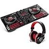 DJ Controller Bundle - DJ Set with 4 Decks, DJ Mixer, Audio Interface, Jog Wheel Displays, FX and DJ Headphones - Numark Mixtrack Platinum FX and HF175