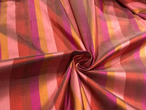Tissu Dupion Stripe 100% pure soie rose haut de gamme pour haute couture