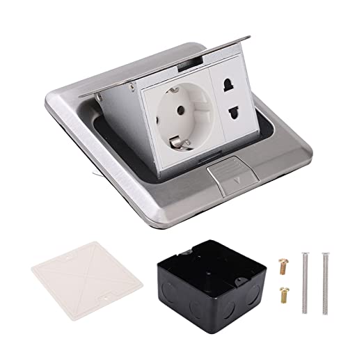 Toma de Suelo Caja de Suelo Impermeable Montaje Pop Out 16a Sellado de 2 Puertos Sensación Simple Uso Seguridad Toma de Suelo de Rebote de Plata Duradera 250V