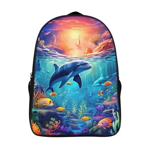 Sac à dos dauphin pour enfant cartable scolaire garçon fille 40x28x16cm