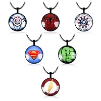 yumcute Halskette Anime, 6 Stück Superhelden Schmuck Spider Hero Anhänger Cartoon Schmuck Geschenk für Jungen Mädchen Anime Fan