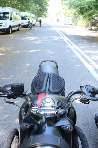 Image of Grandbiker Universal Fit Gel Air Seat Cushion | 3D Honeycomb Gel Structure Cover for Long Rides | Detachable Cover | Lumbar Support | Breathable | Durable Design | Ideal for Bike (Dark Black)