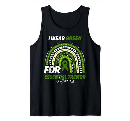 Essential Tremor Awareness Month Cinta verde arco iris Camiseta sin Mangas