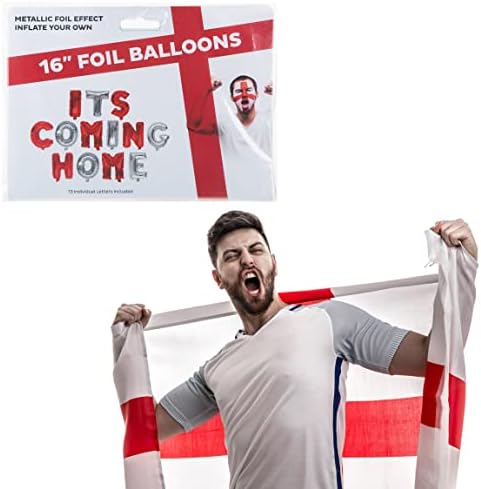 VFM - It's Coming Home Balloons 16" Fun Foil Letters Football, Match Day, Party Celebrations, Three Lions, England Decorations For The World Cup Final