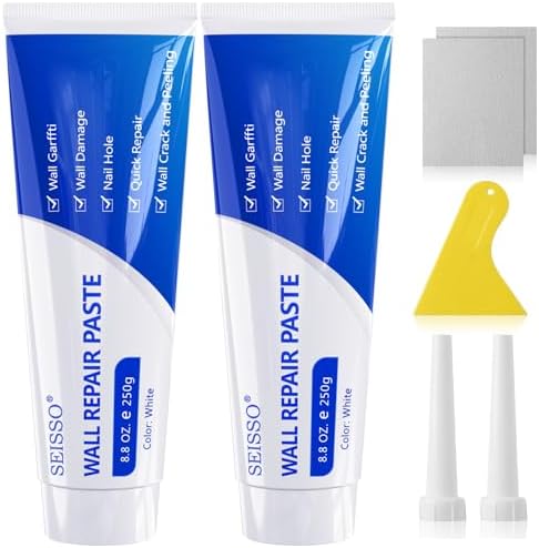 SEISSO 500g Spachtelmasse Weiß Innen,Wandreparatur Creme,Wandausbesserungs Paste,Grosse Kapazität Trockenbauflicken Reparaturset mit Schaber,Wandlochfüller,Schnell für die Reparatu