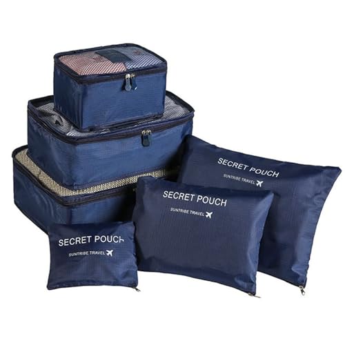 Organizador de Mala Viagem Necessaire Kit 6 Peças Azul CBRN20669 - Commerce Brasil