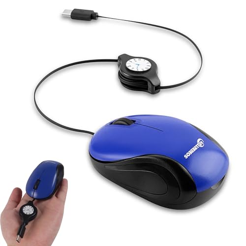 Mini ratón óptico tipo C con cable retráctil, un regalo práctico para niños y mujeres