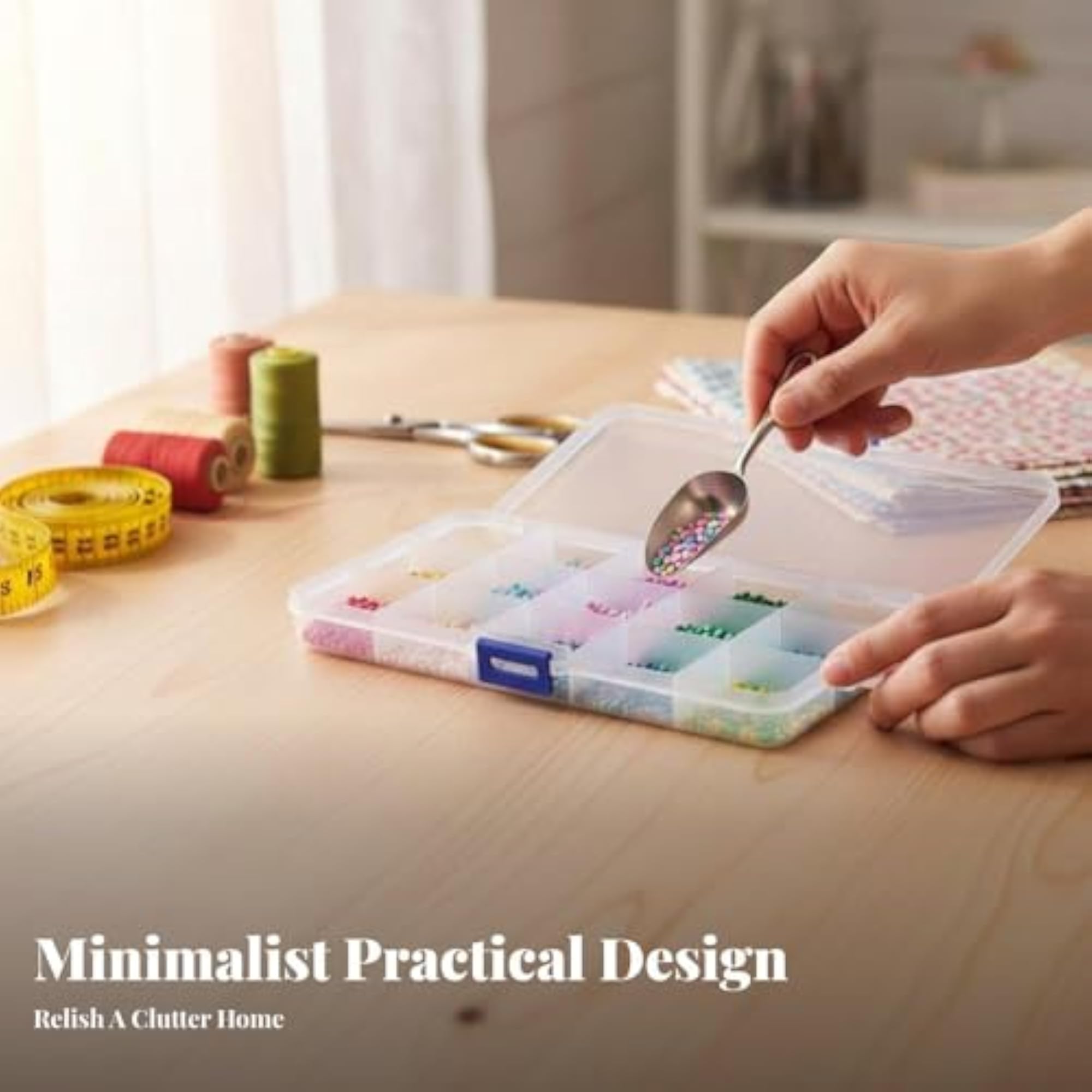 15-Compartment Transparent Container, Clear Organizer Box