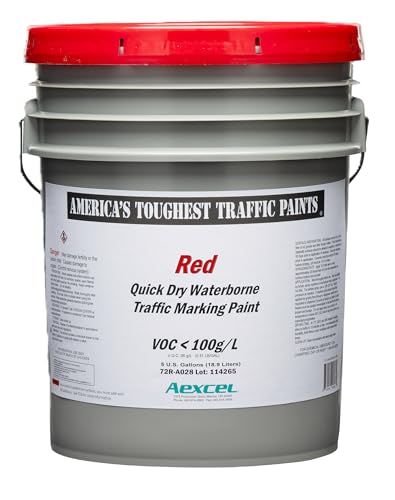 Quick-Dry 20-minute Dry Traffic & Zone Marking Paint, Water-based Acrylic Latex, Red, 5-Gallon