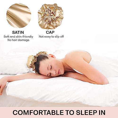 BLINKEEN Modelador de Cabelo Sem Calor de Cetim 3 Conjuntos, Rolos Macios de Travesseiro com Toucas