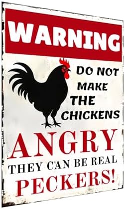 Funny Chicken Coop Sign - Vintage Metal Tin Sign for Farm, Yard or Barn, Rustic Decor, Fence or Wall, 8x12 Inch