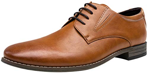 Vostey Men s Dress Shoes Classic Lace Up Business Formal Men Oxfords (B5A101B Brown Size 9.5)