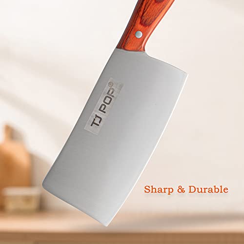 TJ POP Chinese Chopper Knife 7 Inch, Professional Chinese Chef Knife, Full-tang Designed Sharp Butcher Knife, Heavy Duty Blade for Bone Cutting - Thumbnail 2