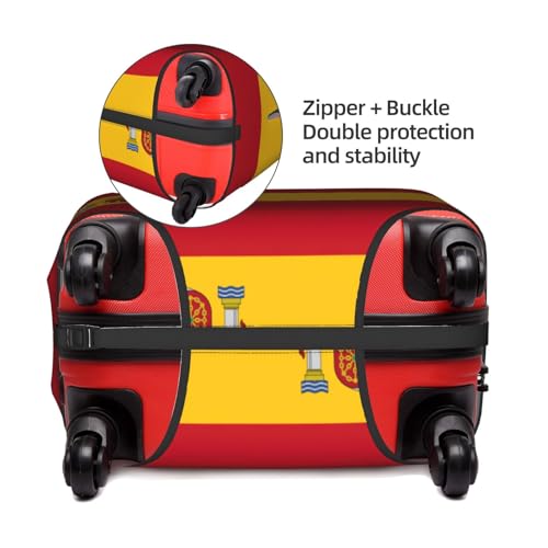 Spanish Flag Print Travel Elastic Suitcase Luggage Baggage Cover Protector, Washable And Anti-Scratch4