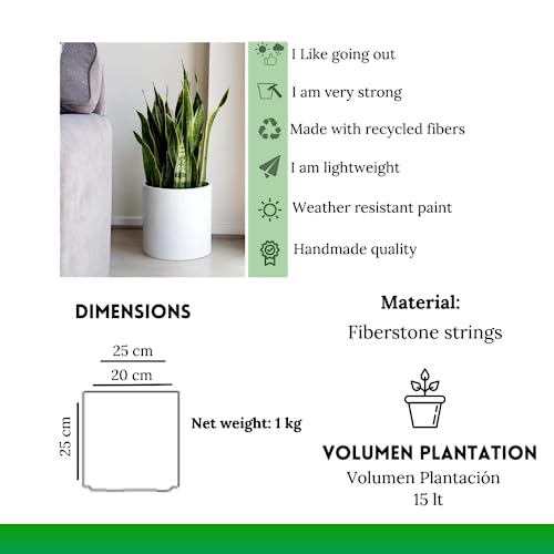 Elly Décor 10 Inch Fiberstone Planter Drainage Hole And Plug,Round Cylinder Pot, Ultra Lightweight Flower Pot,10 Inch, Black #TOP4