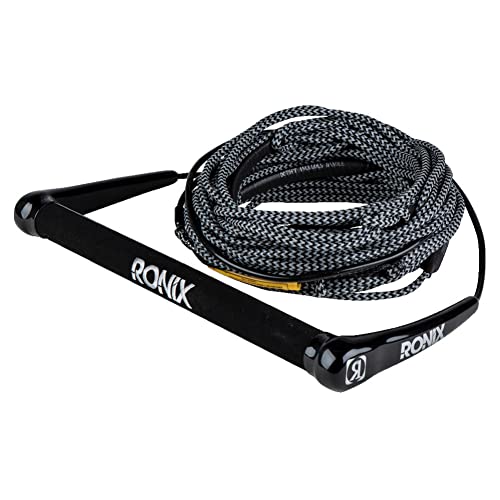 Ronix Combo 3.0 Hide Grip Wakeboard Handle, 1.15 in. Diameter w/70ft. 4-Sect. Hyb. Solin Rope, Black