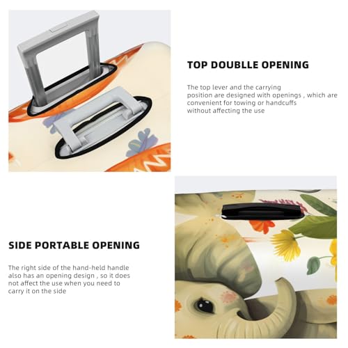 Cartoon Elephant with Plant Painting Travel Luggage Cover Elastic Washable Suitcase Cover Protector Fashion Stretch Baggage Covers Dustproof Suitcase Sleeve Fits 18-32 inch luggage Large4