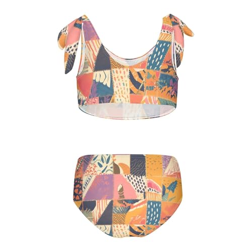 KLL Colored African Patchwork Motifs Girls Two Piece Bikini Sets Quick-Dry Swimming Swimwear Swimsuit2