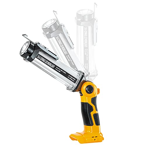 YEX-BUR LED Torch Rechargeable Compatible with Dewalt 18V Li-ion Battery, 35W 2000LM Outdoor Small Torch Lantern Flashlight for Car Repairing, Camping, Emergency