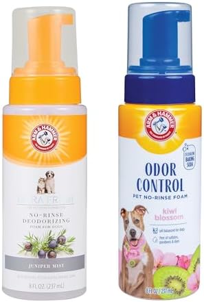 Arm & Hammer Ultra Fresh & Odor Control No-Rinse Dog Deodorizing Foams Bundle – Waterless Dog Shampoos with Baking Soda, Juniper Mist & Kiwi Blossom Scents, 8 Fl Oz Each image 3