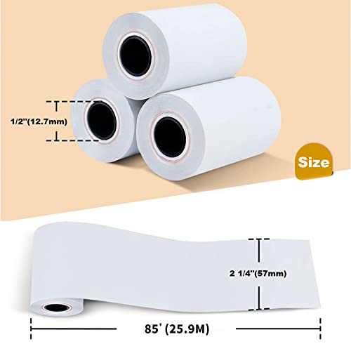 MFLABEL® 5 Rolls Thermal Paper (2 1/4" x 85') - POS Receipt Rolls for Cash Register, Credit Card Terminal, Square Reader, Clover & More | High-Sensitivity 48g Thermal Paper, BPA-Free, Sharp Print