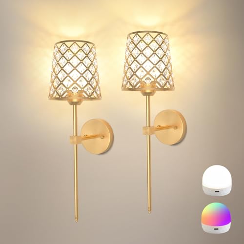 Rayspan Crystal Battery Operated Wall Sconces Set