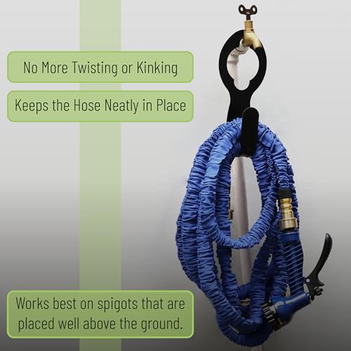 UNCO- Small Garden Hose Holder, Metal, Fit 50’ of 5/8” Hose, Garden Hose Hanger, Water Hose Holder, Water Hose Holders for Outside, Portable Hose Holder, Hanging Hose Holder, Garden Hose Carrier