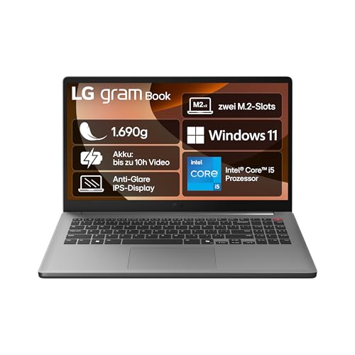 LG, 15,6 Zoll, gramBook, Notebook, 39.6cm, Intel i5, 16GB DDR4, 512GB Dual SSD, Garantie 24 Monate, 1920 x 1080, HD Audio mit Dolby Atmos, 15UB50T-G.AP56G