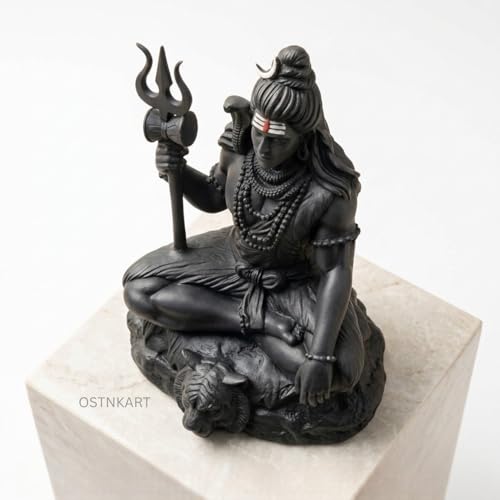 Image of Shiva Statue Car Dashboard Idol 3.5 Inch Black, Resin Shiv Ji for Birthday,Annivesary, Home & Office Pooja Room,Living Room Show Piece New House Warming Gift (Size: L-7 x W-5 x H-9 cm)
