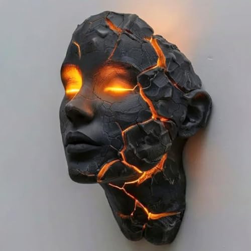 Cracked Soul LED Wall Light - 3D Shattered Glass Gothic Sconce for Halloween, Bedroom, Living Room Decor (Style A)