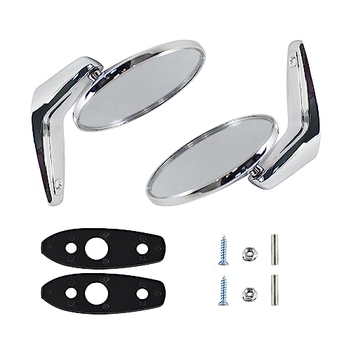 MGWILL Chrome Door Mirrors Outside Exterior Rearview Compatible With 1966-1975 Dodge Plymouth