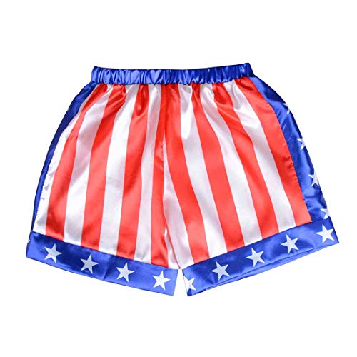 Classic Boxing Champion Costume Boxer Role Play Halloween Fancy Dress (American Flag Cloak + Shorts, M)
