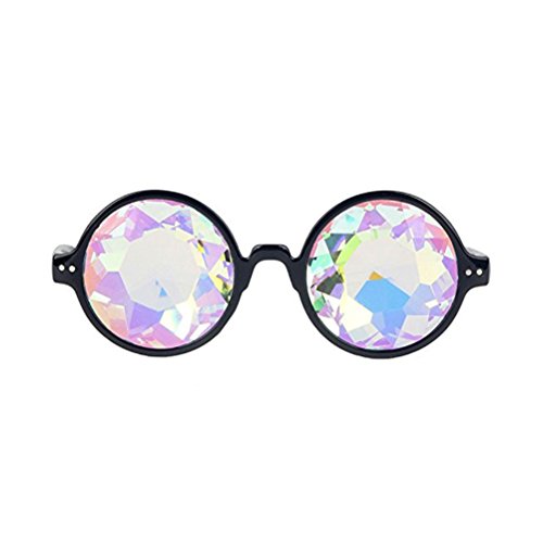TOYMYTOY Kaleidoskop Gläser Regenbogen Rave Wurmloch Prisma Diffraktion Brille (schwarz)