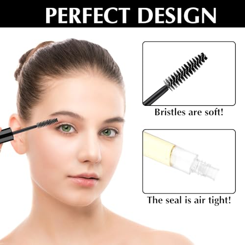 5 Stück Leere Mascara Tube 10ml Nachfüllbare Mascara Flasche mit Wimpernbürste Transparente Kunststoff Behälterflasche Röhre mit Innenstopfen zur Vermeidung von Auslaufen (Schwarz)