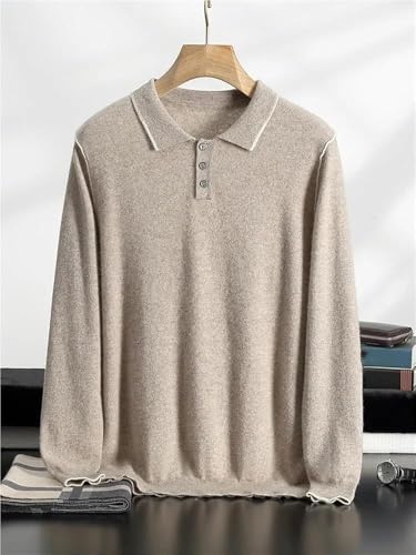 Men's Cashmere Polo Sweater Long Sleeve Pullover Fall Winter Casual Comfortable Warm Versatile Office Wear Knitwear Top2