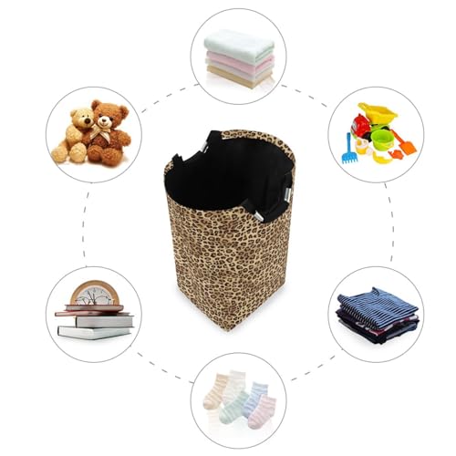 ALAZA Large Laundry Basket Leopard Print Animal Cheetah Laundry Bag Hamper Collapsible Oxford Cloth Stylish Home Storage Bin with Handles, 22.7 Inch by ALAZA - Image 4