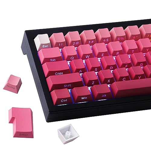 Hyekic Keycaps 135 Keys PBT Letter Side Print Shine Through Keycaps Red Gradient Custom Keycaps for ISO/UK Layout Cherry MX Switches Mechanical Keyboards (Cherry Profile)