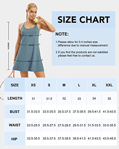 Tennis Dress Athletic Dress With Built In Bra& Shorts Pockets Workout Golf Exercise Dresses For Women Blue Medium #TOP6