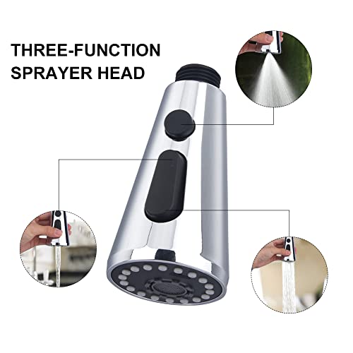 Kitchen Faucet Sprayer Head Replacement, Kitchen Sink Faucet Nozzle Pull Down Faucet Head Tap Sprayer Spout, Stream Spray And Pause Mode, G 1/2 Pull Down 3 Modes(Silver) #TOP5
