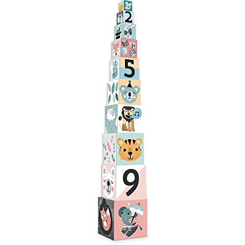 Vilac- Cubes gigognes Les Animaux Michelle Carlslund, 8501, Multicolore