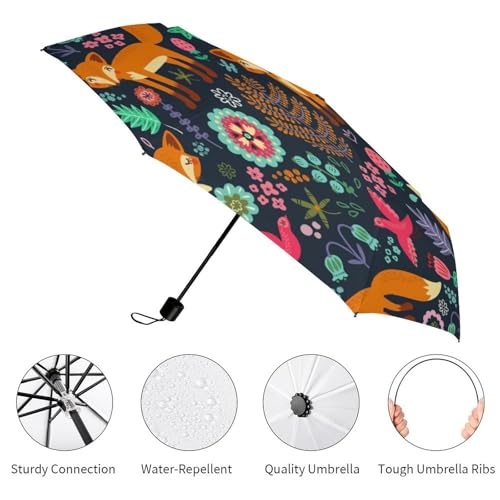 Parapluie pliable coupe-vent et imperméable avec structure renforcée manuelle