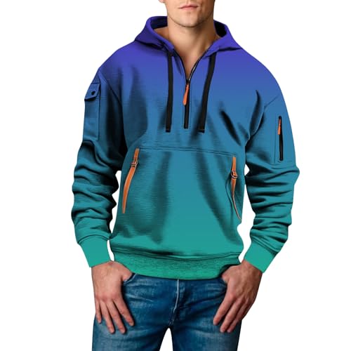 Sudaderas con capucha corta para hombre con estampado de lobo verde talla S