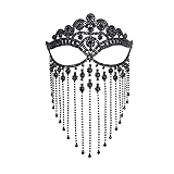 CCbodily Máscara facial con diamantes de imitación para mujer, máscara de cadena de diamantes de imitación para mujer, negro-1, talla única