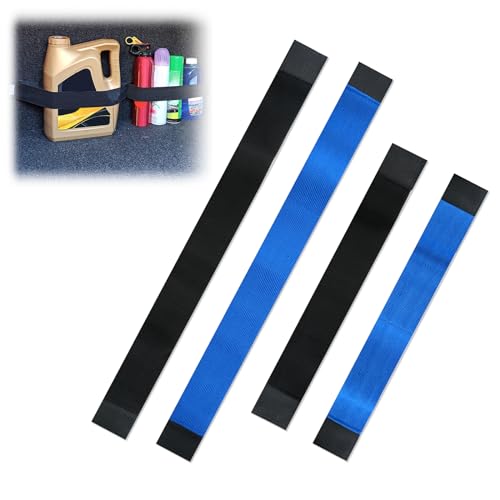 HAIJSEVR 4 PCS Colorful Car Trunk Organizer Straps, Cars Storage Organizer Straps, Car Accessories, Cargo Storage Strap for SUV, Truck, Van (Blue, Black)