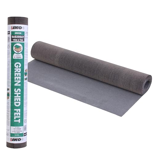 Standard Grade Shed Roof Felt Dark Green Mineral 32.8 x 3.2 ft (10m x 1m) - Durable Long-Lasting Heavy-Duty Roofing Felt Weatherproof Roof Covering for Summerhouses Sheds Kennels