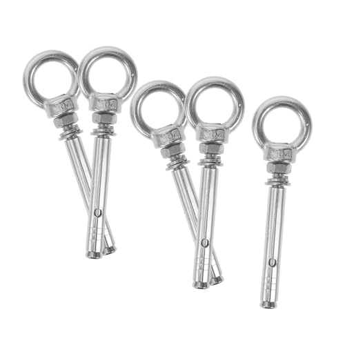 HOMSFOU 5 Piezas cáncamos escape estante ganchos grandes para colgar galvanizado Percha de ojo Tornillo de perno de servicio pesado colgador de muebles Acero inoxidable Silver