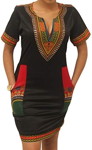 SheKiss Womens African Attir Bohemian Dashiki Traditional Tribal Vintage Ethnic Midi Dresses
