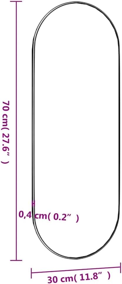 vidaXL Oval Wall Mirror 11.8X27.6 in Transparent Glass Decorative for Bedroom Bathroom Vanity Hanging Mounted Living Room