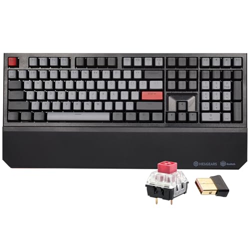 Hexgears X5 ワイヤレス メカニカル キーボード フルサイズ 108キー Kailh Box 3.0 リニアスイッチ 人間工学 Nキー ロールオーバー リストレスト付きバックライト付きゲーミングキーボード (ダーク)